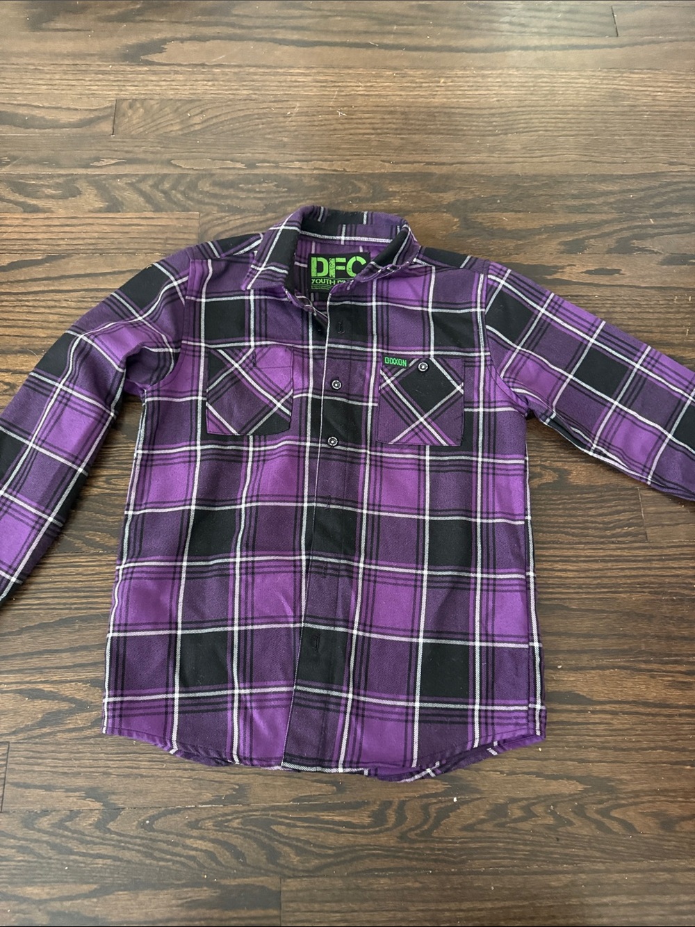 DIXXON Purple and Black Plaid Button-Front Kids Shirt